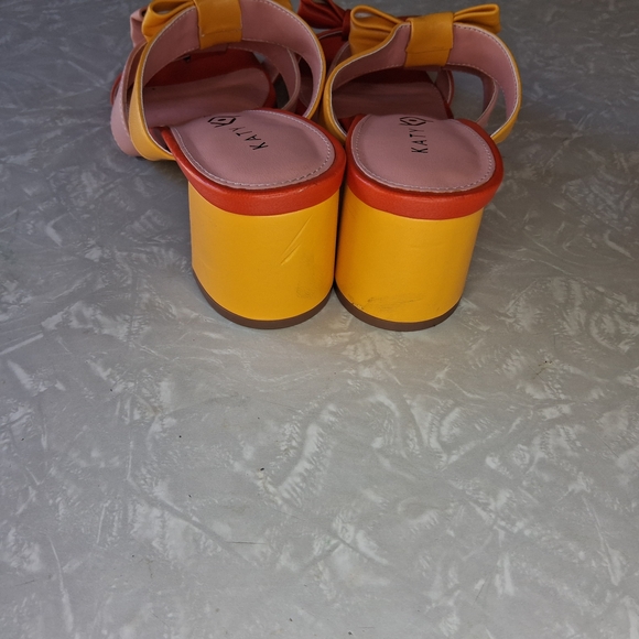 Katy Perry The Tooliped Bow Sandalss Block Heels 5.5 Mango Pink Orange Colorway - Picture 6 of 9